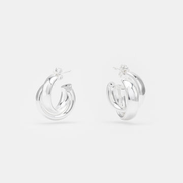 Marseille Sterling Silver Chunky Crossover Double Hoops