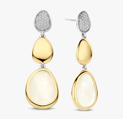 Ti Sento Two Tone Pave Nugget Drop Earrings