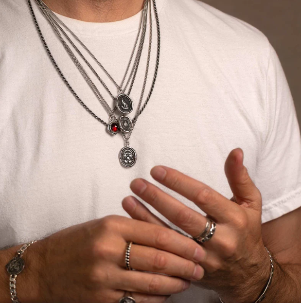 Pyrrha Silver Memento Mori 22 inch Necklace