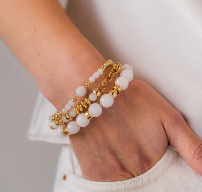Beblue 'Be Clever' Gold White Agate Bracelet