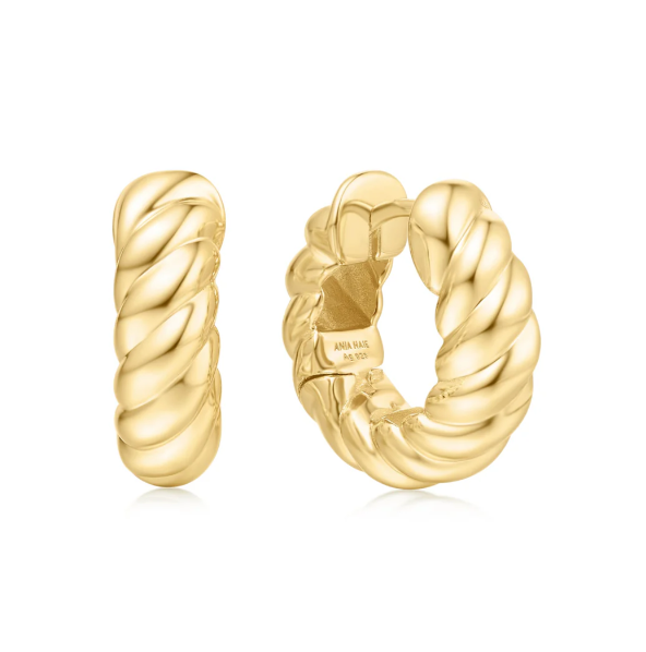 Ania Haie Gold Textured Bold Medium Huggies