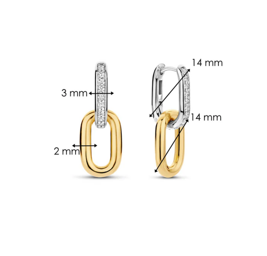 Ti Sento Pavé and Gold Link Hoop Earrings