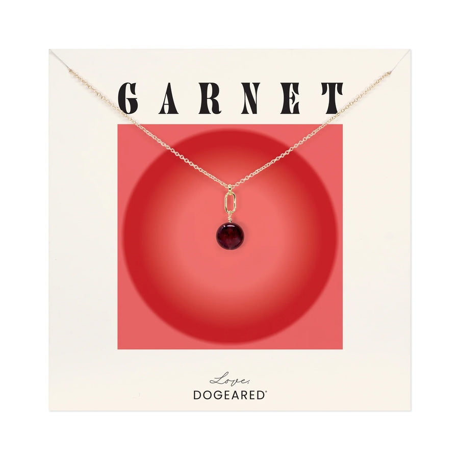 Dogeared Gold January Birthstone Garnet Necklace