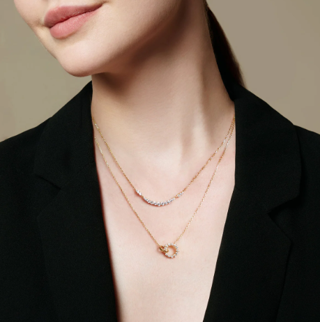 Ania Haie Gold interlinked Circles Pave Necklace