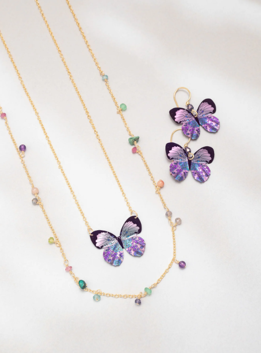 Holly Yashi Radiant Purple Blooming Butterfly Necklace