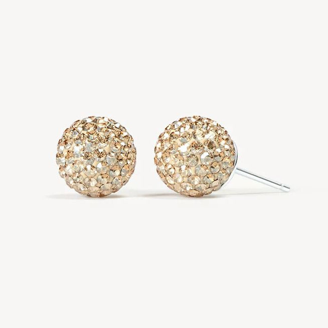 Hillberg and Berk Silver Medium Soft Gold Sparkle Ball Studs