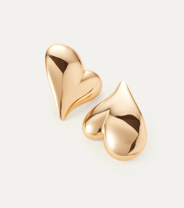 Jenny Bird Gold Mega Art Heart Button Earrings