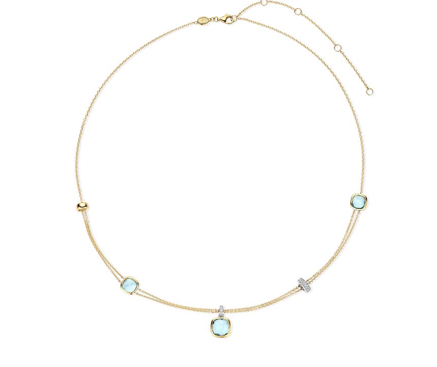 Ti Sento Two Tone Blue Cushion Gem Layered Chain Necklace – The Vault ...