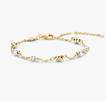 Ti Sento Gold Bead and CZ Bracelet
