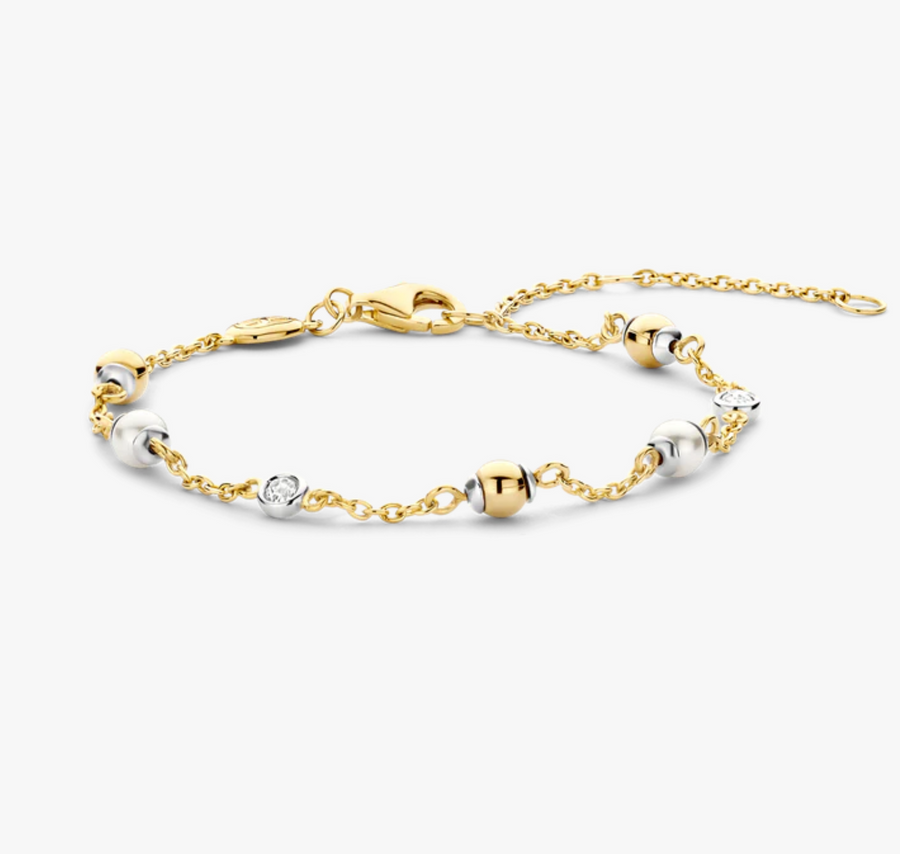 Ti Sento Gold Bead and CZ Bracelet