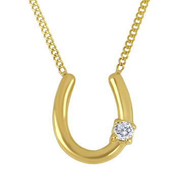 The Vault 10k Yellow Gold 0.02ctw Lab Diamond Lucky Horseshoe Necklace