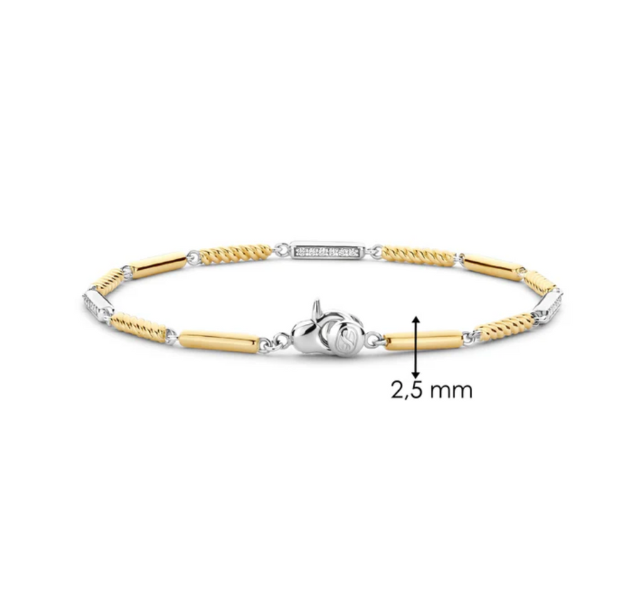 Ti Sento Two Tone Rope Bar Link Bracelet