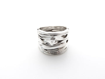 Marseille Silver Wide Crinkle Ring Size 10