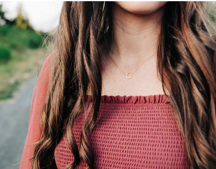 Heart And Lotus Gold Crescent Moon Crystal Necklace