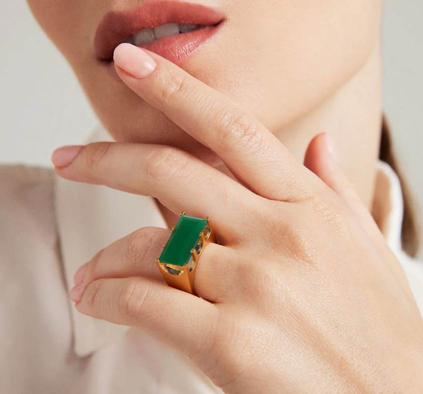 Dean Davidson Green Onyx Mini Castle Ring Size 8