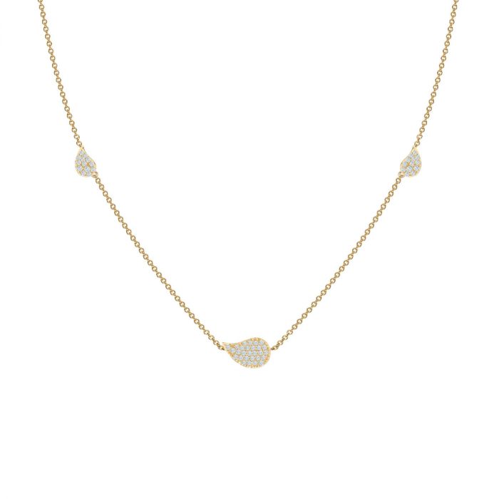 Birks 18K Yellow Gold 0.29ct Diamond Petale Station Necklace