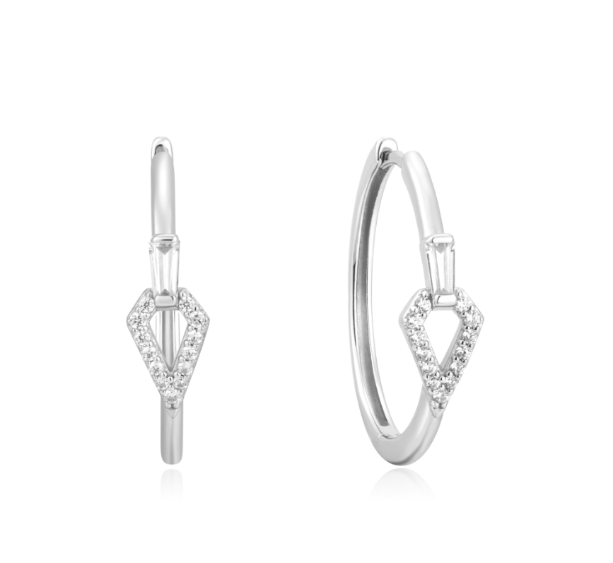 Ania Haie Silver Cubic Zirconia Geometric Hoops