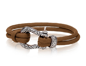 A.R.Z Steel Brown Cord U Lock Bracelet 8 Inches