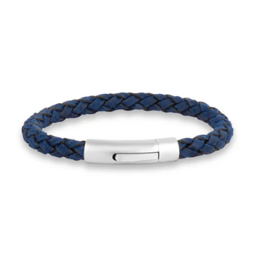 ARZ Steel Blue Leather 6mm Bracelet 8