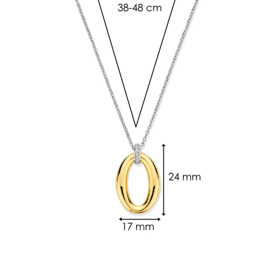 Ti Sento Two Tone Oval Pendant Necklace