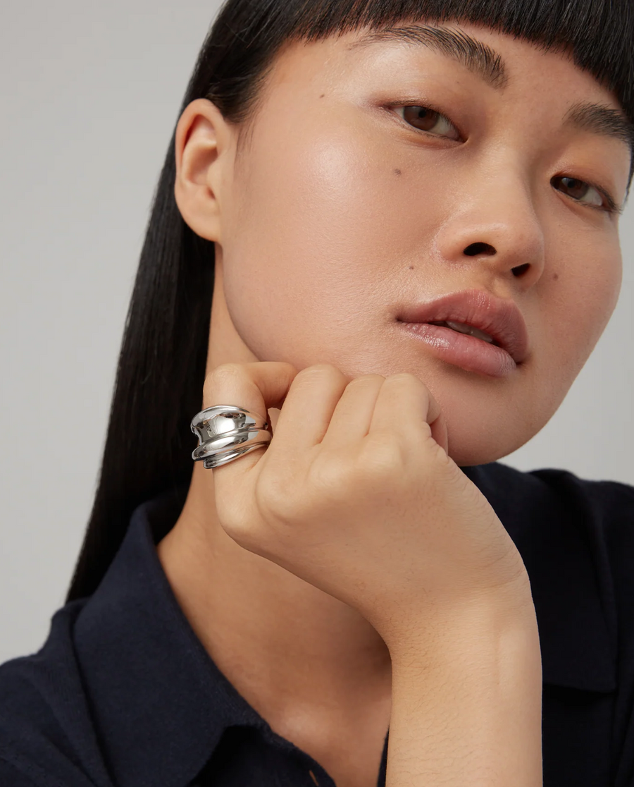 Jenny Bird Silver Leona Ring Size 8