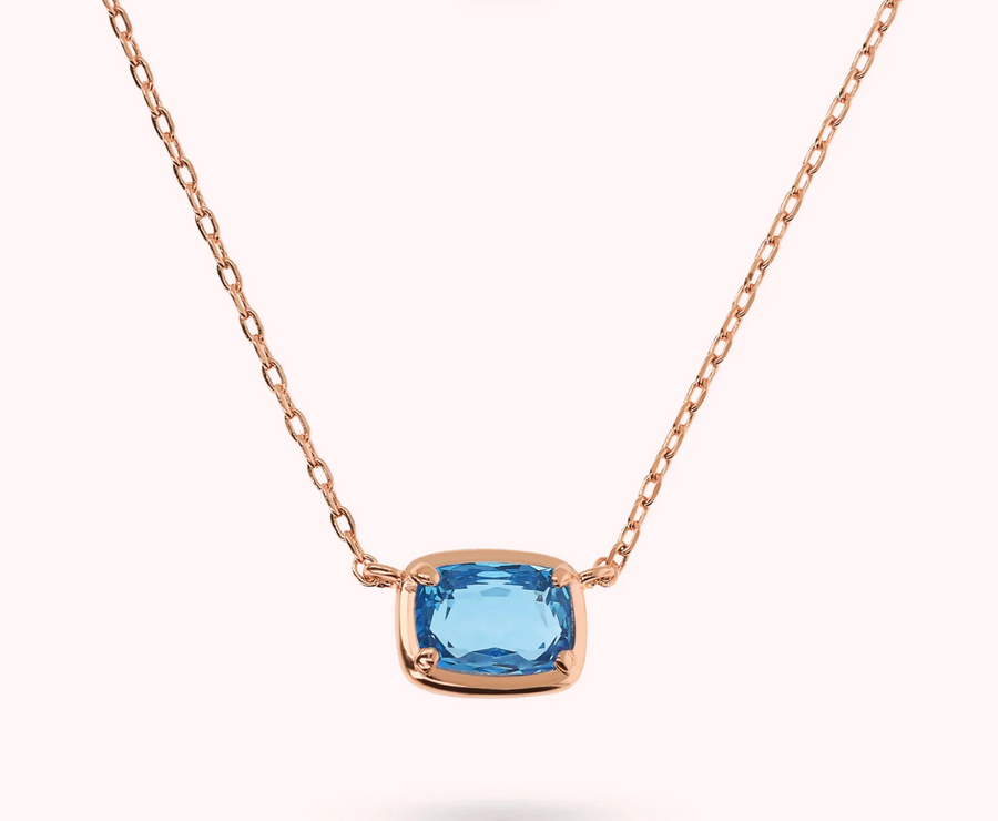 Bronzallure Blue Gemstone Pendant Necklace