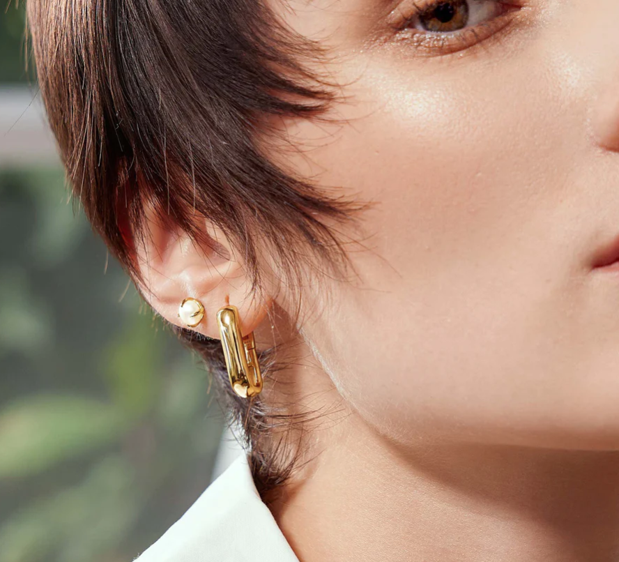 Ania Haie Gold Paperclip Huggies