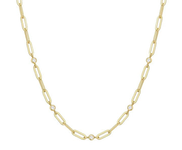 Ania Haie Gold Bezel Station Paperclip Necklace