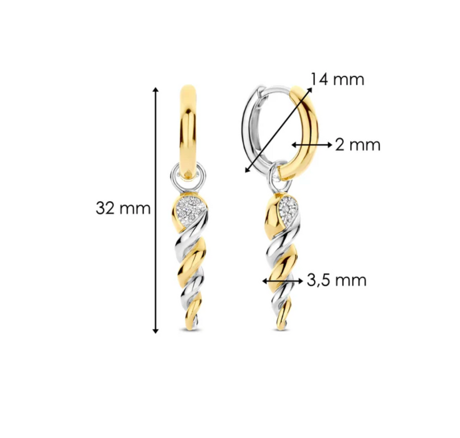 Ti Sento Two Tone CZ Twisted Helix Earrings