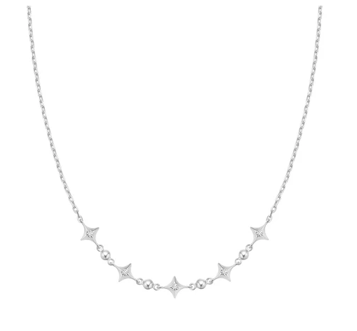 Ania Haie Silver Sparkling Star Station Necklace