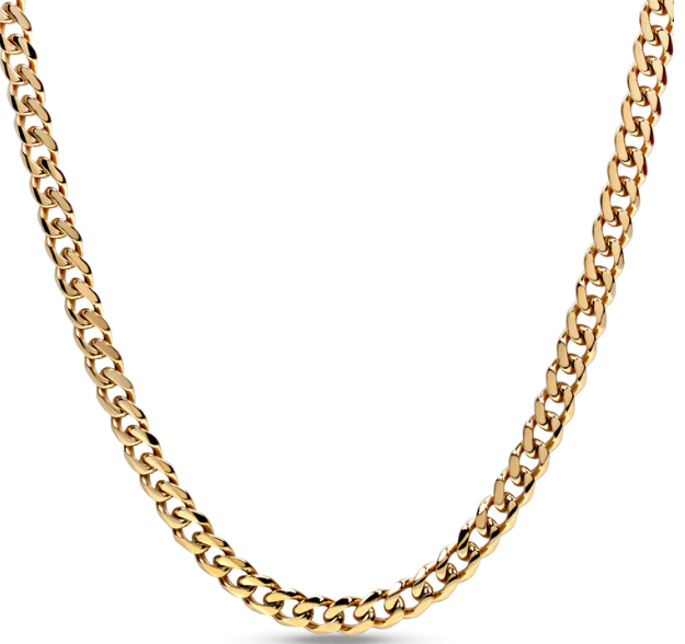 A.R.Z Steel 8mm Gold Cuban 20 Inch Chain