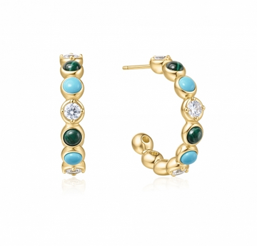 Ania Haie Gold Malachite And Turquoise Hoops
