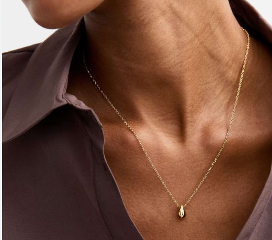 ARZ Gold Steel Teardrop Necklace