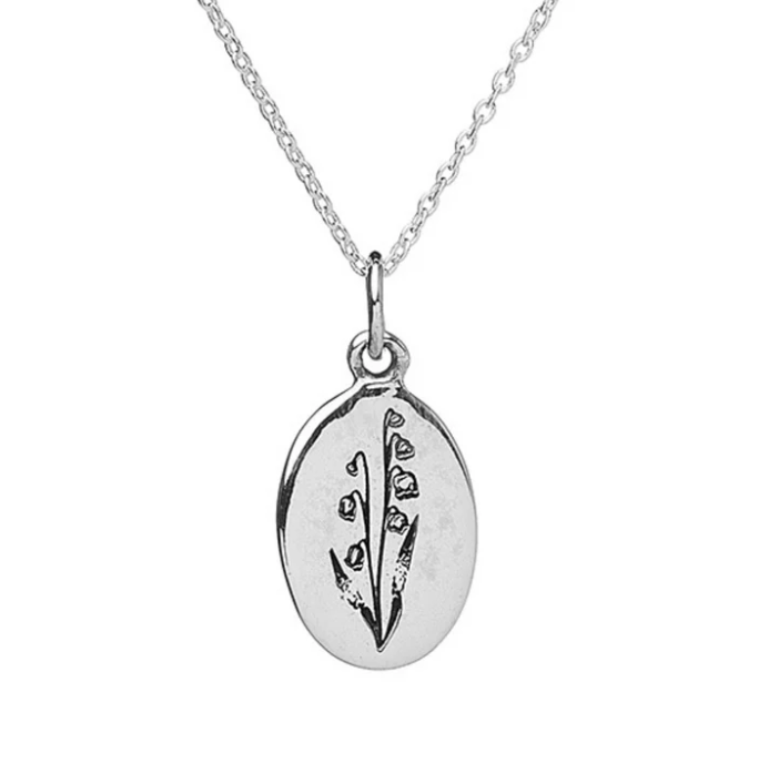 Heart And Lotus Silver Lily May Birthflower Necklace