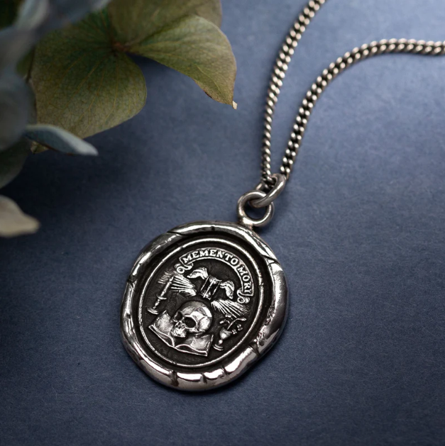 Pyrrha Silver Memento Mori 22 inch Necklace