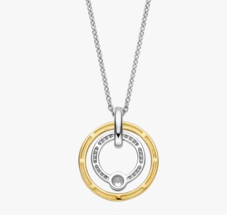 Ti Sento Two Tone CZ Concentric Circles Necklace
