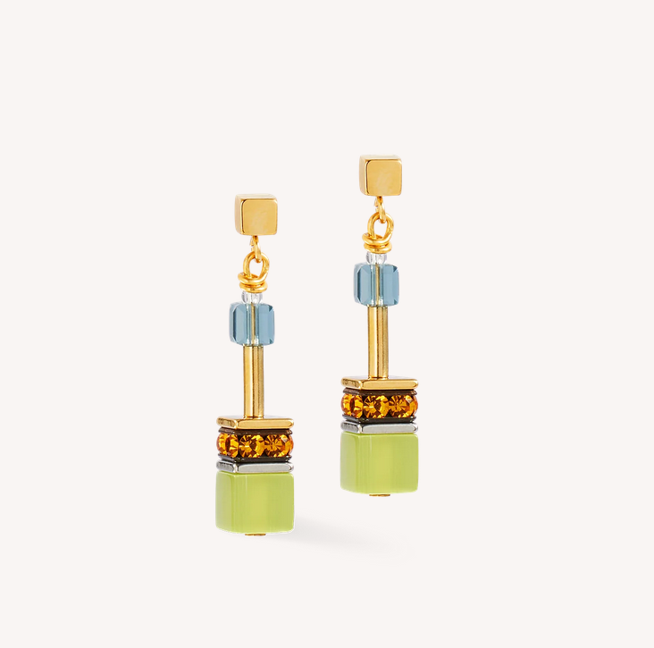 Coeur De Lion GeoCUBE® Olive Green Earrings