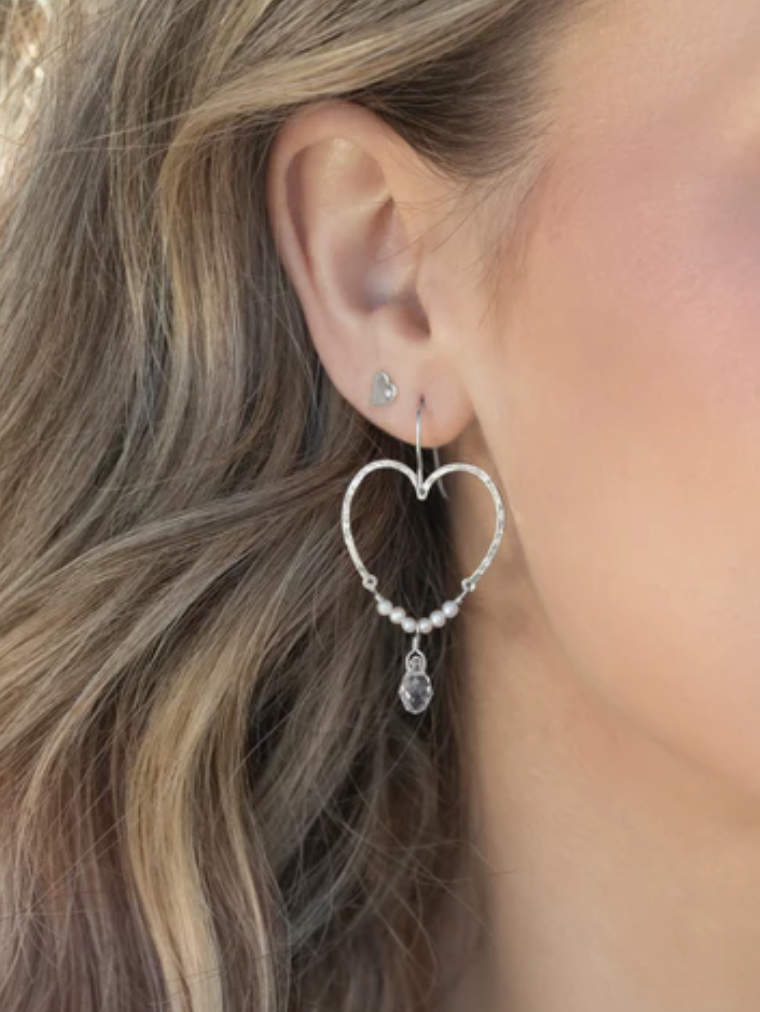 Holly Yashi Silver Amore Heart Earrings