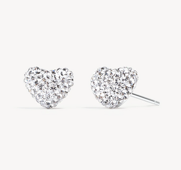 Hillberg And Berk White Sparkle Heart Studs