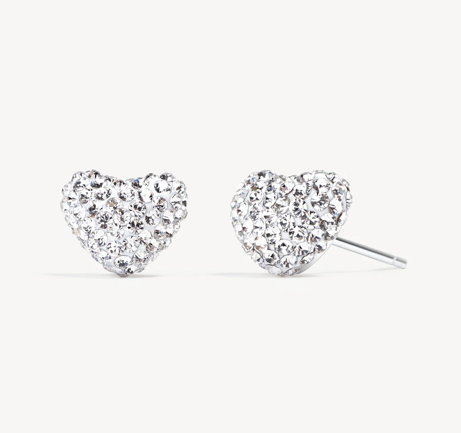 Hillberg And Berk White Sparkle Heart Studs