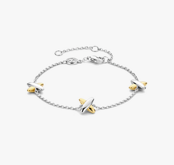 Ti Sento Two Tone Kisses Charm Bracelet