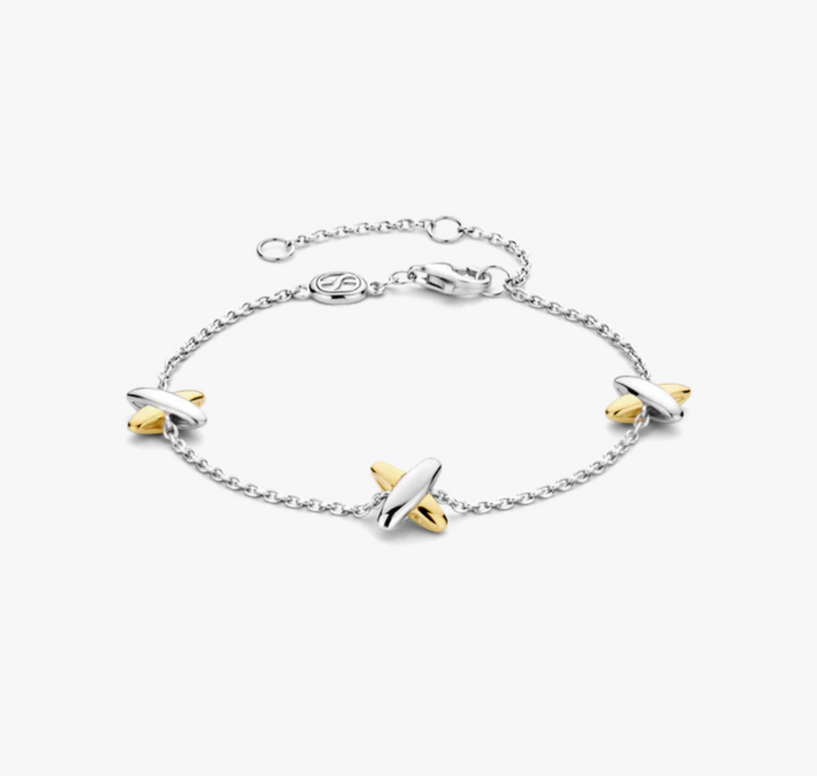 Ti Sento Two Tone Kisses Charm Bracelet