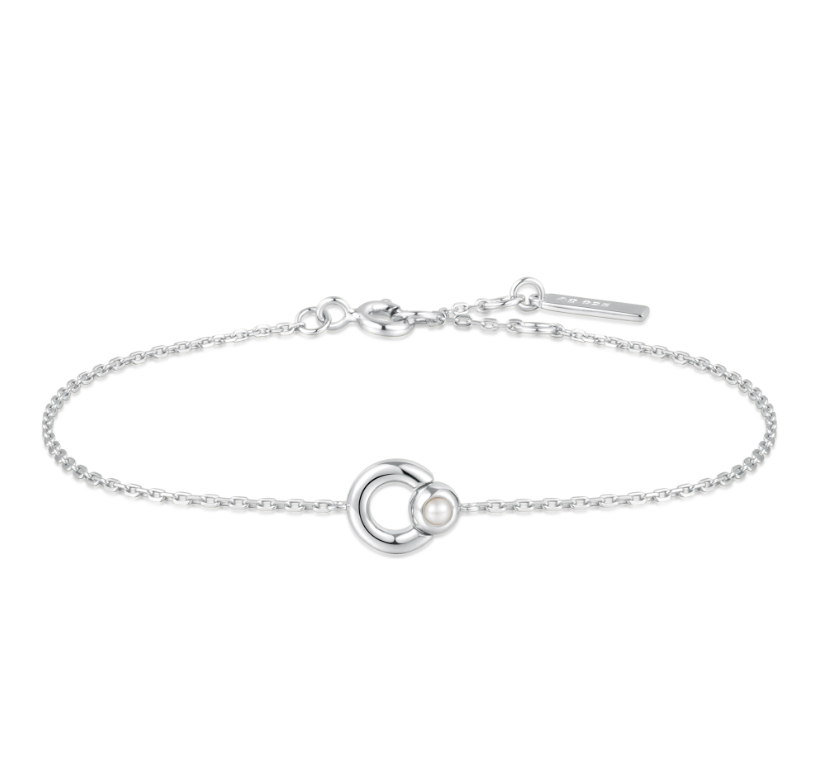 Ania Haie Silver Hoop Freshwater Pearl Bracelet