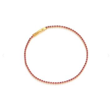 Sif Jakobs Gold Ellera Pink 6.3 Inch Tennis Bracelet