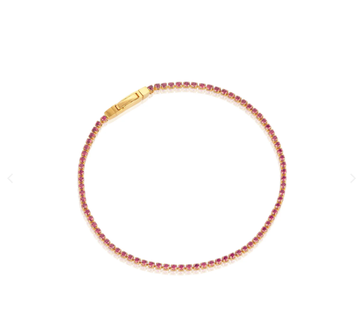 Sif Jakobs Gold Ellera Pink 6.3 Inch Tennis Bracelet