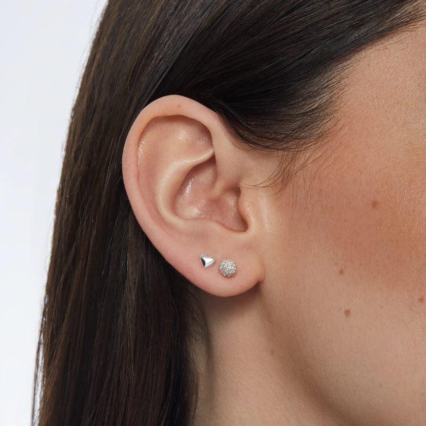 Hillberg And Berk Silver Mini Pave Ball Studs