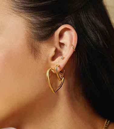 Ania Haie Gold Medium Heart Hoop Earrings