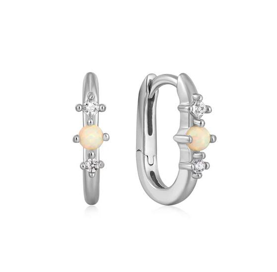 Ania Haie Silver Kyoto Opal Oval Huggies