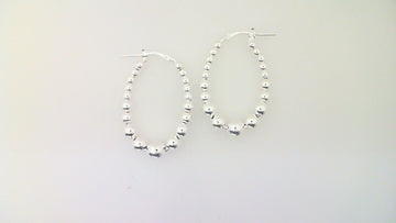 Marseille Sterling Silver Oval Graduated Bead Hoops