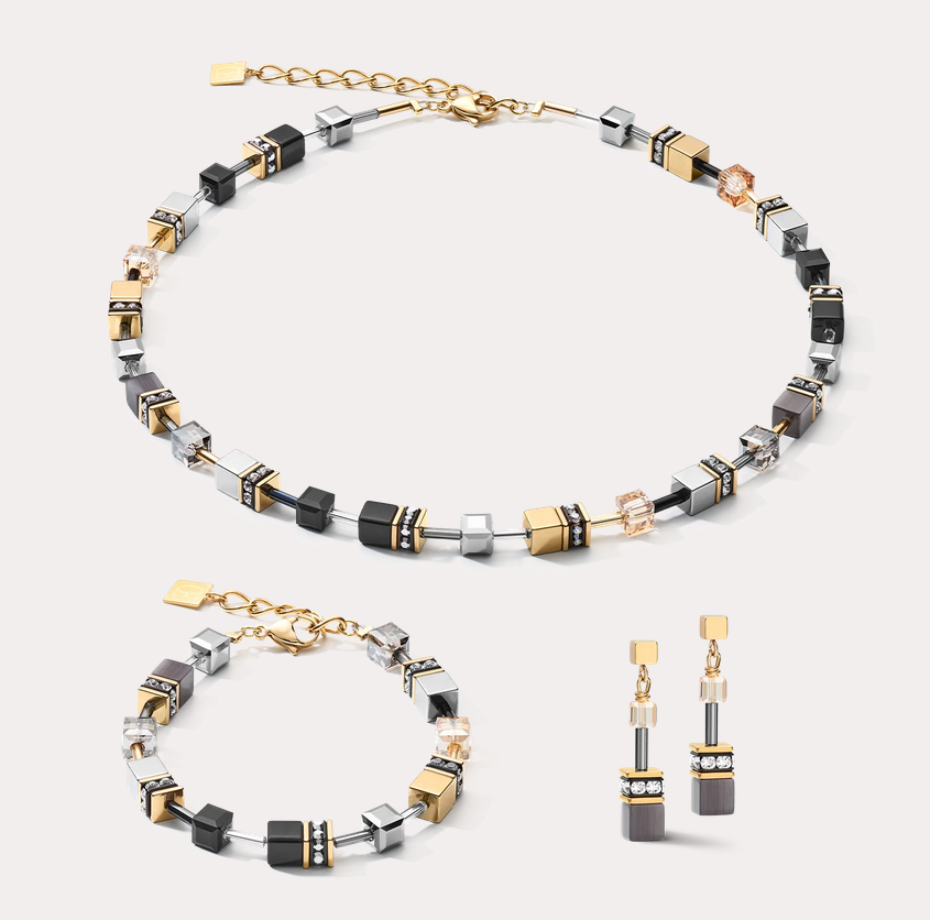Coeur De Lion GeoCUBE® Grey Gold Earrings